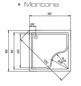Душовий піддон глибокий MONTONE 90x90 см - Зображення 3